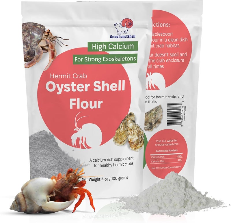 Snout and Shell Oyster Shell Supplement for Hermit Crabs – Natural Calcium Source for Molting Support – Auto Feeder Compatible – USA-Sourced Crushed Shell Powder for Stronger Exoskeletons and Shell Health - Image 1